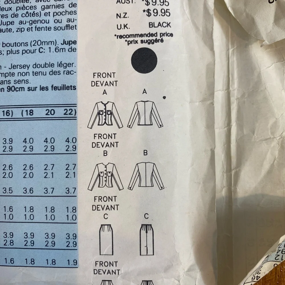 VINTAGE Butterick 5107 Evan Picone Jacket and Skirt sewing pattern Size 12-14-16